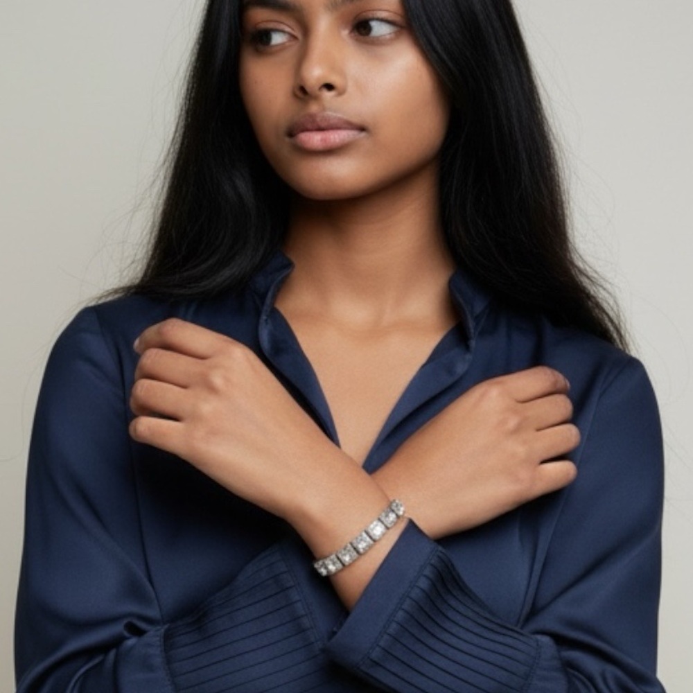 Dazzling Crystal Bracelet with Silver Accents